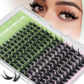 KEYYOU Fairy Wink Lash Clusters Eyelash Extension D Curl 144Pcs Eyelash Extension Wispy Natural Invisible Band with Waterproof DIY at Home(Fairy Wink-D-8-18MIX)