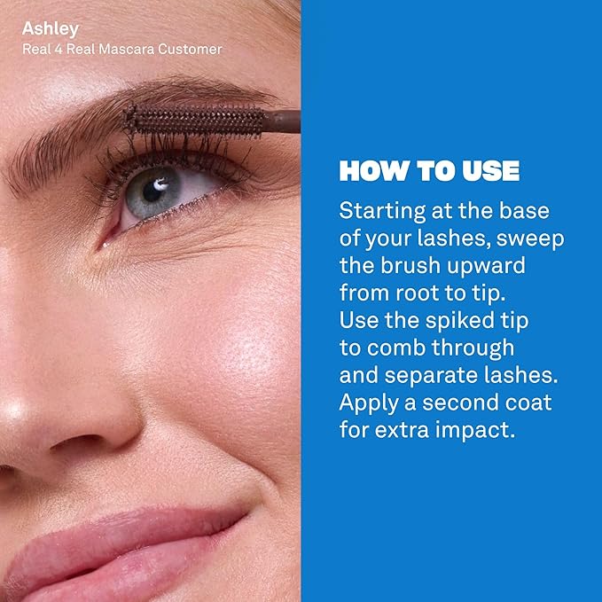 Babe Original 4 Real Mascara Brown for Volume, Length, and Lift in Eyelashes, Defined & Flutterly Look, Vegan & Cruelty-Free, (Brown)