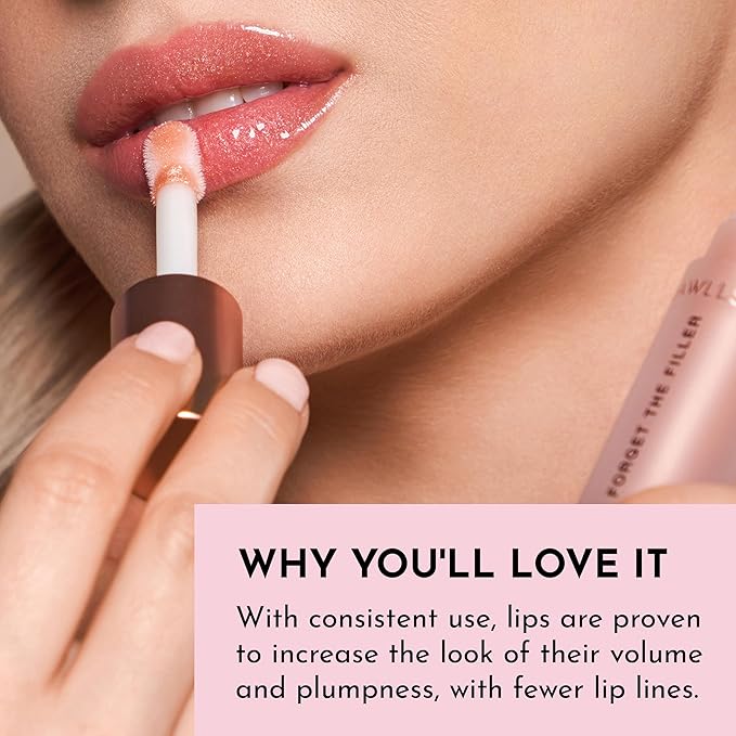 Lawless Forget the Filler Lip Plumping Line Smoothing Gloss - Glazed - Premium Volumizing Lip Gloss with Natural Ingredients Designed to Plump, Firm, and Hydrate Lips 0.11 oz