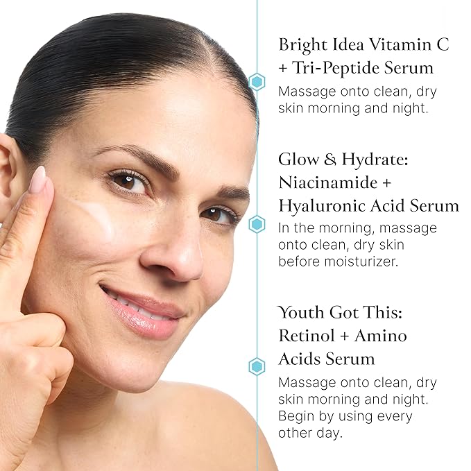 Bliss Skincare Mini Serum Set – Vitamin C, Retinol & Hyaluronic Acid Face Serums – Brightening, Anti-Aging & Hydrating Kit – Travel Size Gift Set (3 Pack)