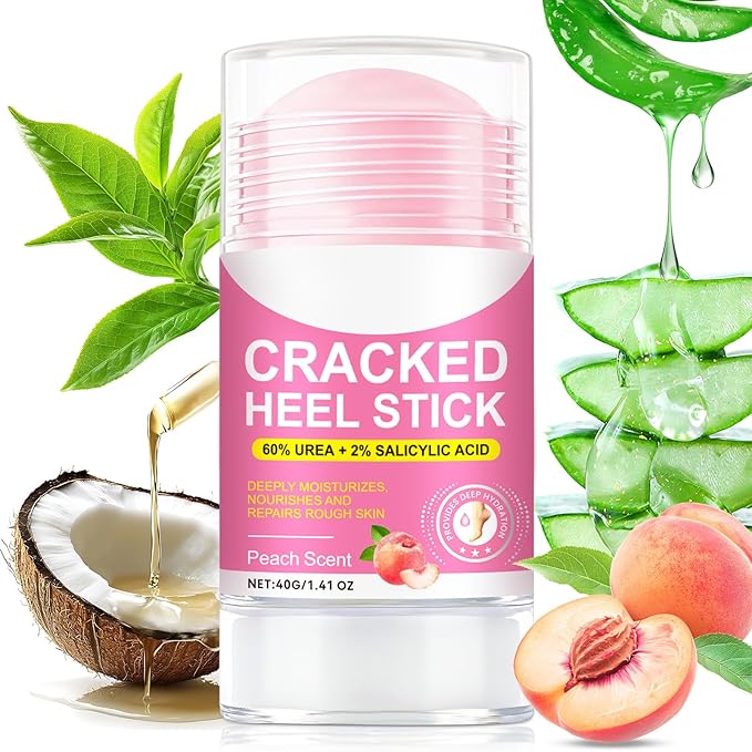 60% Urea plus 2% Salicylic Acid Foot Care Stick, Deep Hydration Soften & Smooth Thickened Areas, Intensive Moisturizer Repairs for Dry, Cracked Heels & Thickened Skin (1.41 Ounce, Peach)