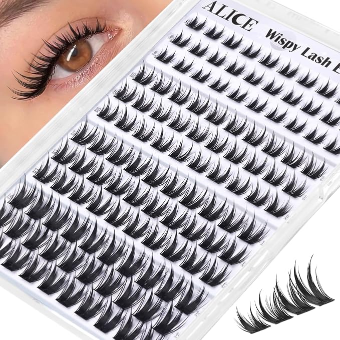 ALICE Bunny Lash Clusters Wispy Eyelash Clusters 8-14mm Cluster Eyelash Extensions Manga Lash Extensions Anime Individual Lashes Invisible Band with 2 Spikes
