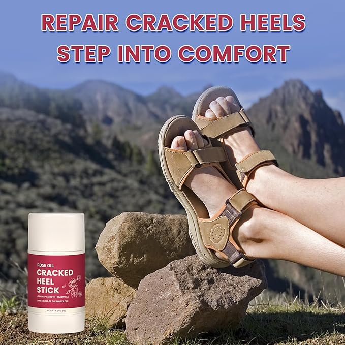 TEAWOO 5Pcs Cracked Heel Treatment & Repair Stick – Rose Oil Infused cracked heel stick Balm for Dry, Cracked Heels – No-Mess Applicator, Travel-Friendly