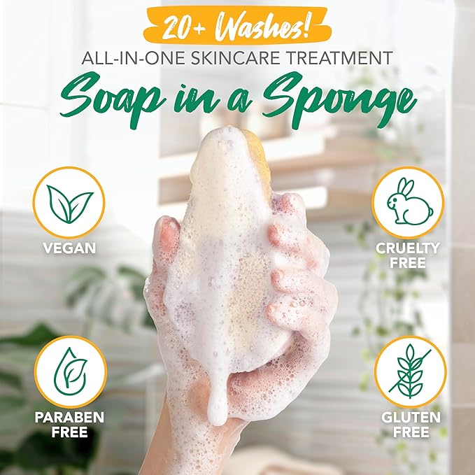 Spongeables Exfoliating Body Wash in a 20+ Wash Sponge, Vitamin C, 1 Count