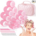 Obeoby 4 Sizes Hair Rollers with Gift Makeup Bag, Pink Rollers Hair Curlers for Long, Short Hair and Bangs Women Girls, Birthday Mothers Day Gifts