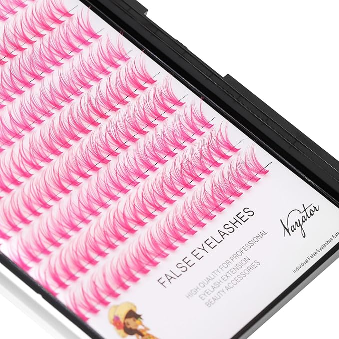 →VAYATOR False Eyelashes 3Styles D Curl 10-18mm 200Pcs To Choose Lashes Extensions Cluster Individual Lash Extensions Reusable False Eyelashes Easy Grafting （Pink-D Curl-12mm）