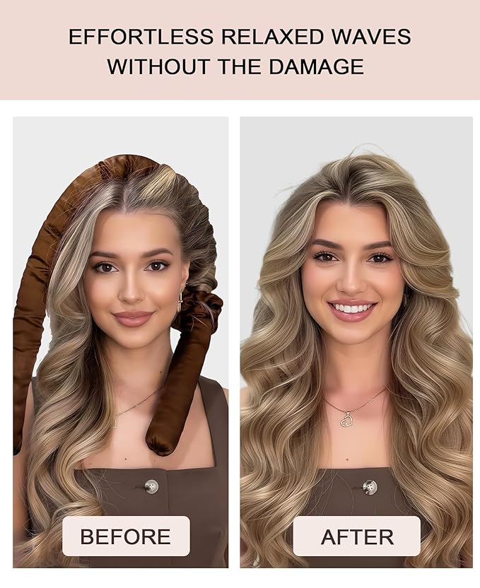 Jumbo Flexi Rods Hair Rollers Curlers to Sleep In Soft Satin Heatless Curling Rod Set, Heatless Curls Overnight Blowout Rods for Long Hair No Heat Overnight Curls, Heatless Hair Curler Curling Iron