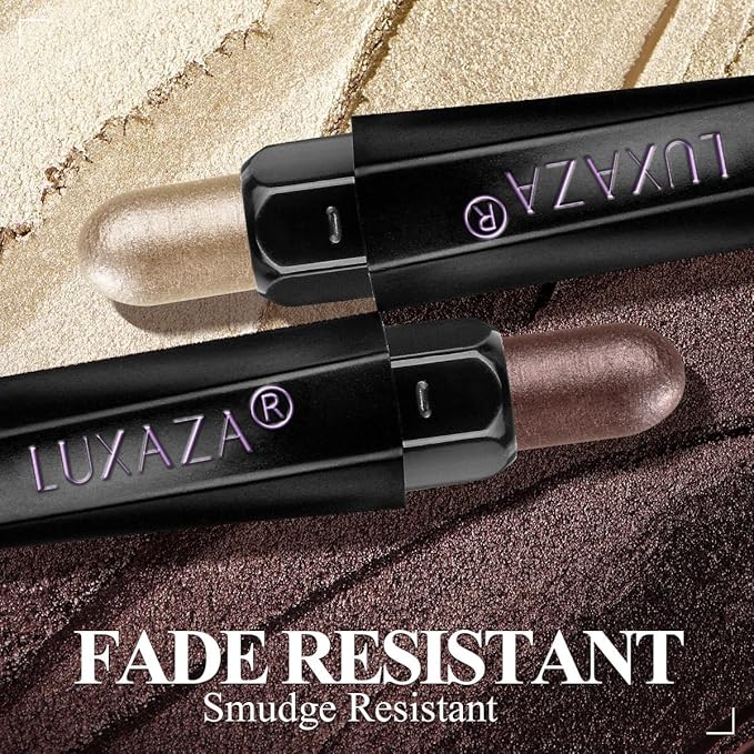 LUXAZA PRO Brown Eyeshadow Stick Makeup 6PCS Set, Neutral Eyeshadow Palette Metallic Shimmer Matte Cream Eye Shadow Eyeliner Brightener Pencil Crayon - TAUPE MAUVE
