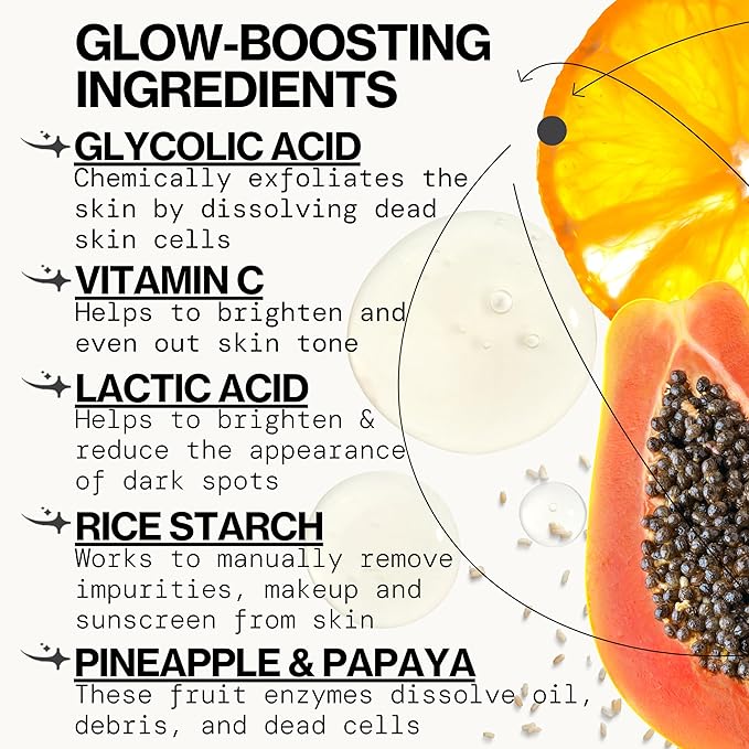 Pacifica Glow Baby Exfoliating Face Scrub, Brightening Enzyme Facial Cleanser w/Vitamin C & Glycolic Acid for Radiant Smooth Skin, Unclogs Pores & Removes Dead Skin, Microbead-Free Vegan (4 fl oz)