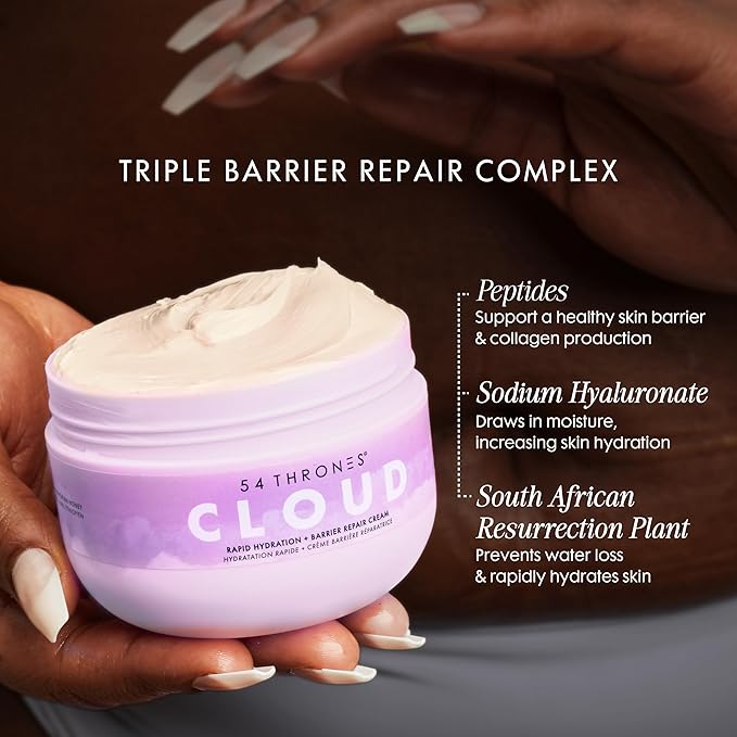 54 Thrones Barrier Repair Cloud Cream, Ultimate Hydrating Skin Care, Hydrating Peptide Moisturizer, Active Skin Repair Cream, Active Repair, Egyptian Lavender + Moroccan Mint