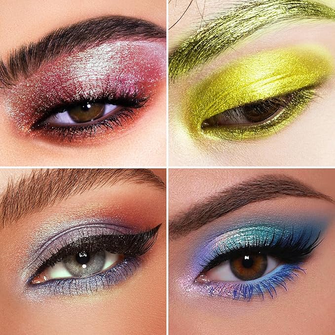 Chameleon Multichrome Eyeshadows,1 Pot=3 Shifting Colors, Single Eyeshadow Pot,Vegan Neon-Rainbow Shift,Pure Mineral Pigments, Long-Lasting Silk Glide,Smooth and Highly Pigmented shade