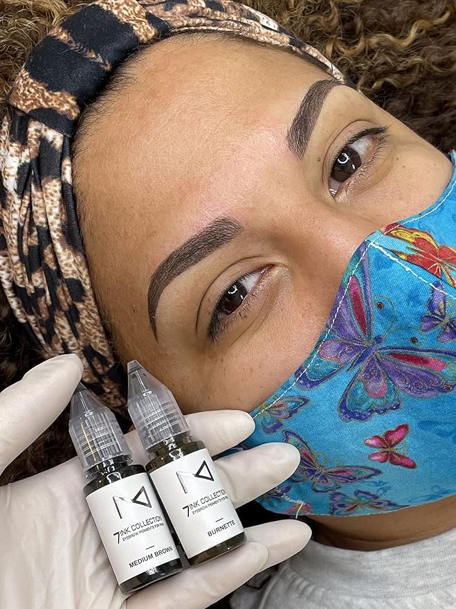 M - 7Ink Seven Colors Liquid Pigment Ink for Eyebrow Tattoo - Permanent Makeup Microblading Supplies Kit - Machine Use - Microshading - No Mixing Professionals Only -10ml (Single, Medium Brown)