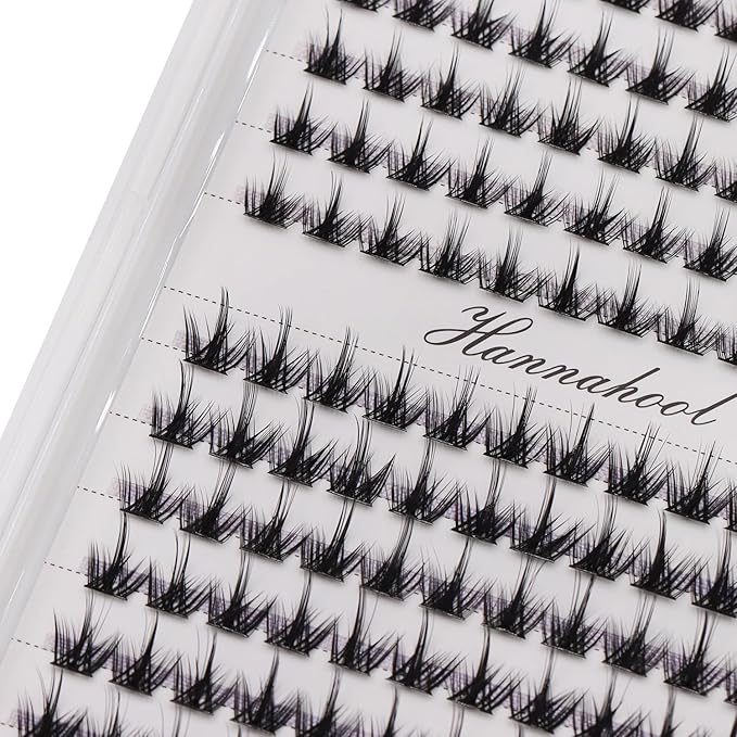 12rows-Large Tray Mixed 8-10-12-14-16mm/Mixed 14-15-16mm/Mixed14mm-16mm/Mixed 18-20mm Wide Stem Individual False Eyelashes Dramatic Black Cluster Eyelashes (MY008-10-12MM MIX)