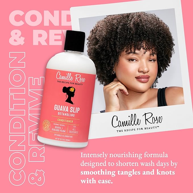 Camille Rose Guava Slip Detangling Conditioner, with Guava, Kakadu Plum and Soursop to Detangle, Condition and Revive, for All Hair Textures, 12 fl oz