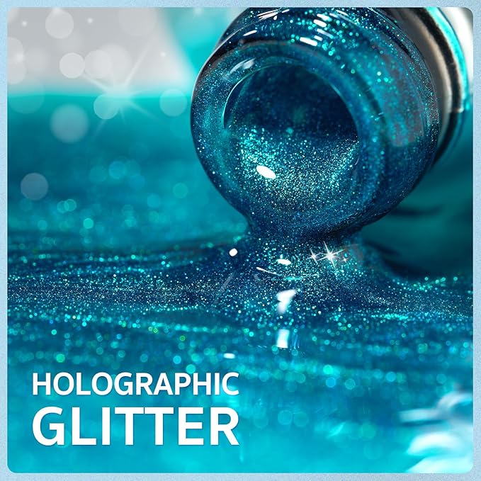 GAOY Blue Glassy Cat Eye Gel Nail Polish, 16ml Glitter Holographic Nail Polish with Magnet, Reflective Translucent UV Gel, 2153 Blue Tears