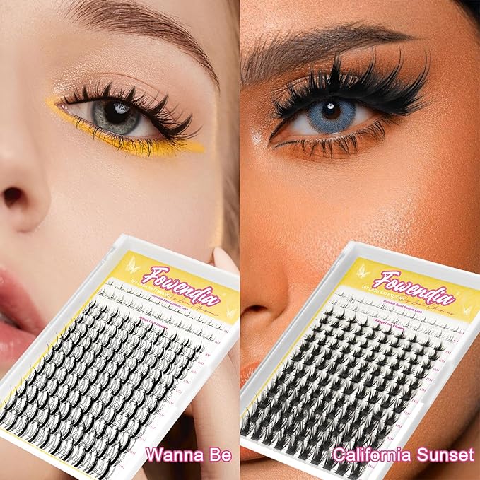 Fowendia Manga Lash Clusters Wanna Be 8-18mm Fairy Eyelash Clusters DIY Lash Extension Invisible Band 0.3mm Wispy Natural Individual Cluster Eyelash Extensions