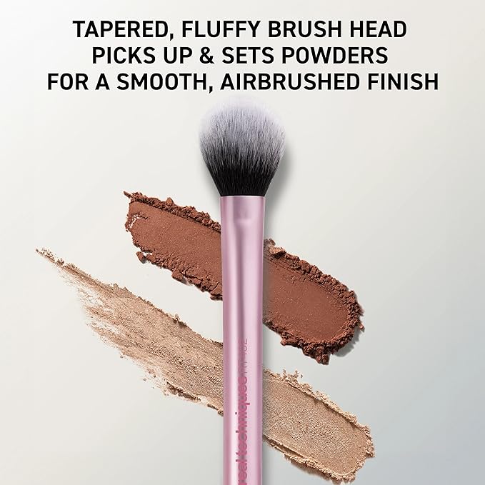 Real Techniques Setting Brush With Ultra Plush Custom Cut Synthetic Bristles and Extended Aluminum Ferrules to Build Coverage
