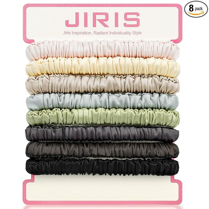 Silk Satin Hair Scrunchies for Women, 8 Pack 8-Color, No Crease, Frizz Control & Hair Breakage Reduction, Soft Hair Ties for All Hair Types, Elastic Hair Accessories for Daily Wear & Gift