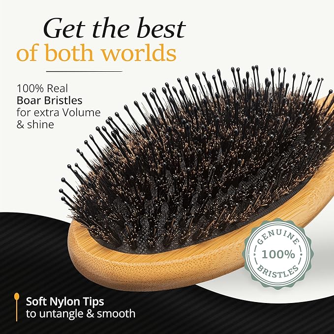 Belula Men's Hair Grooming Set: Boar Bristle Brush, Nylon Pin Brush, Wooden Comb, and Travel Bag for Styling