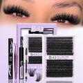 B&Q Fluffy Lash Clusters Kit UltraSoft Cluster Eyelash Extensions, 100+150D Volume Eyelash clusters 10-18mm Lash Extension Kit, D Curl Individual Lashes kit with lash Applicator Tool (100+150D Set)