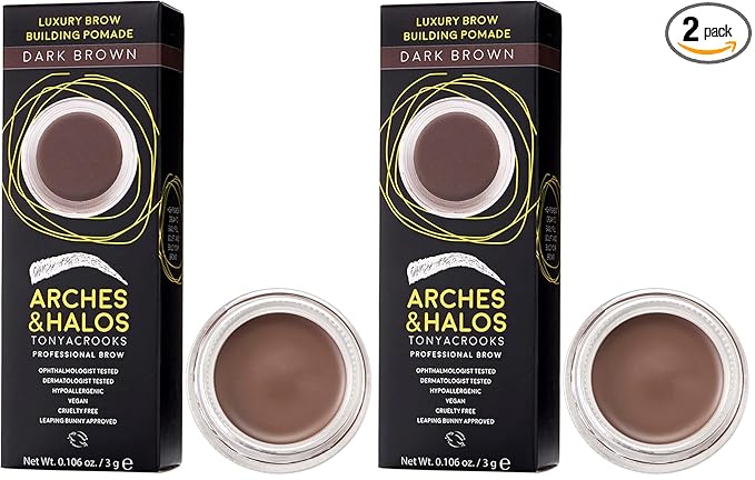 Arches & Halos Luxury Brow Building Pomade in Dark Brown, 0.1 Ounce (Pack of 2)