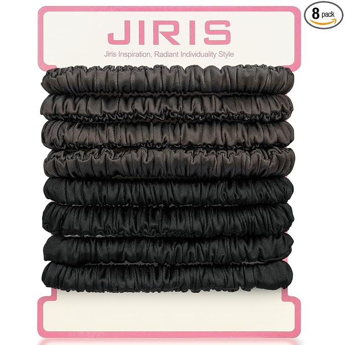 Silk Satin Hair Scrunchies for Women, 8 Pack 2-Color, No Crease, Frizz Control & Hair Breakage Reduction, Soft Hair Ties for All Hair Types, Elastic Hair Accessories for Daily Wear & Gift