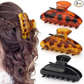 Large 4.3 Inch Glossy Jelly Claw Hair Clips for Women and Teens, Hair Claw with Strong Hold for Everyday Styling, Elegant Hair Accessory for All Hair Types, Tortoiseshell and Black, 3 Pack