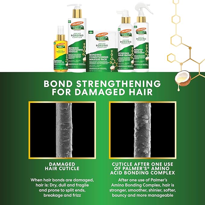 Palmer's Amino Bonding Complex Hair Mask, Intense Conditioning Masque Pack with Coconut Oil & Vitamin E, Heat Protectant, Anti Frizz, Adds Shine, Protects Hair Growth, All Hair Types, 12 fl. oz bottle