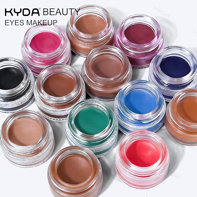 KYDA Brown Gel Eyeliner, Lasting Waterproof Cream Eyeliner & Eyebrow Makeup, High Pigment Smudge-proof Formula, Waterline Matte Eye Liner with Brush, Natural Brow Pomade Set, Auburn