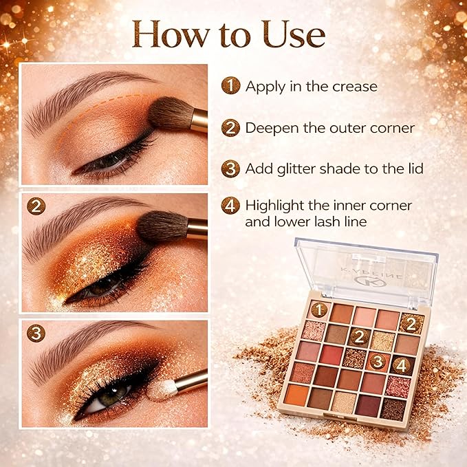 K'APEINE 25-Color Eyeshadow Palette, Warm Neutral Nude Pink & Brown Shades, Matte Shimmer & Glitter Finishes, Highly Pigmented, Blendable Long-Lasting, Soft Glam Day-to-Night Makeup