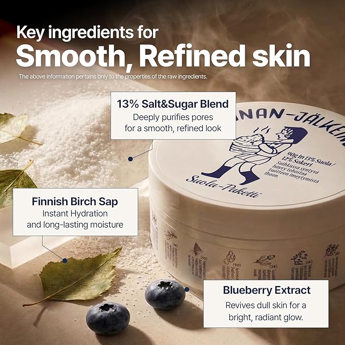 Saunan Heating Salt Mask | Self-Warming Wash Off Mask for Pore Tightening & Sebum Softening | 13% Salt, Birch Sap & Blueberry Extract | Gentle Exfoliation | Korean Skin Care (3.17 fl oz)