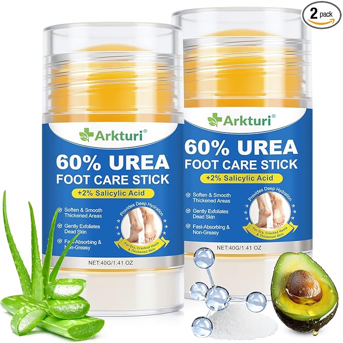 Urea Cream, Maximum Strength Urea Foot Cream, 60% Urea Cream Stick plus 2% Salicylic Acid Callus Remover for Dry Cracked Heels, Hands, Knees, Exfoliating Moisturizer, Dead Skin Remover Foot Balm 2.8OZ