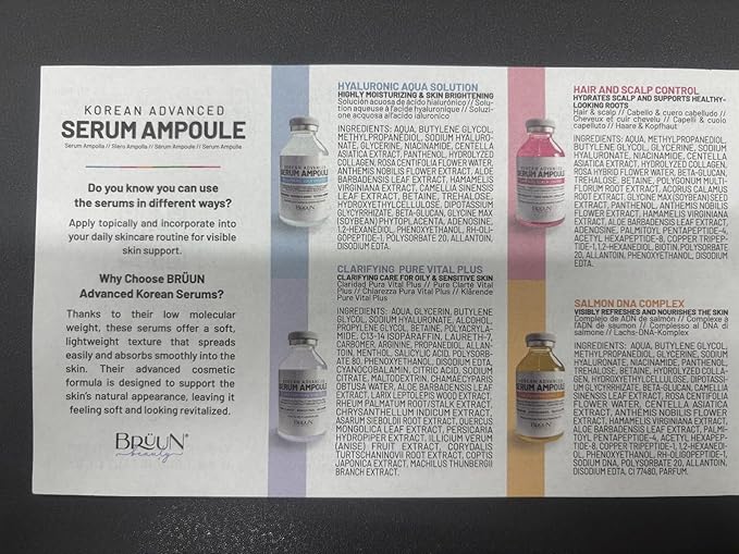BRÜUN SD - Control Salmon DNA Ampoule - Micro Needling Korean Serum Booster for Face and Body to Use with and without Derma Pen Microneedling Skin Care Serum 1.18 fl.oz
