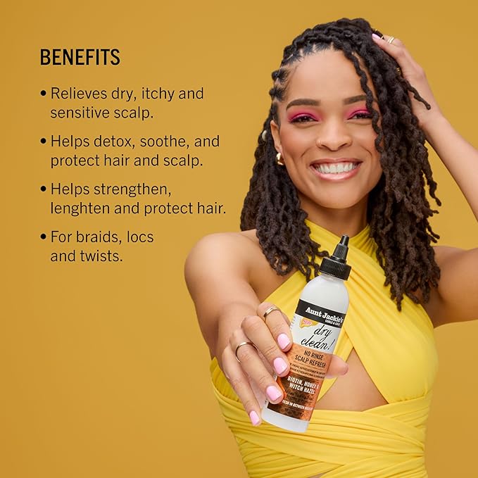 Aunt Jackie’s Braid + Twist Collection Dry Clean! No Rinse Scalp Refresh – Detox and Moisturize Scalp with Witch Hazel, Scalposine, Biotin, and Honey – 6 fl oz