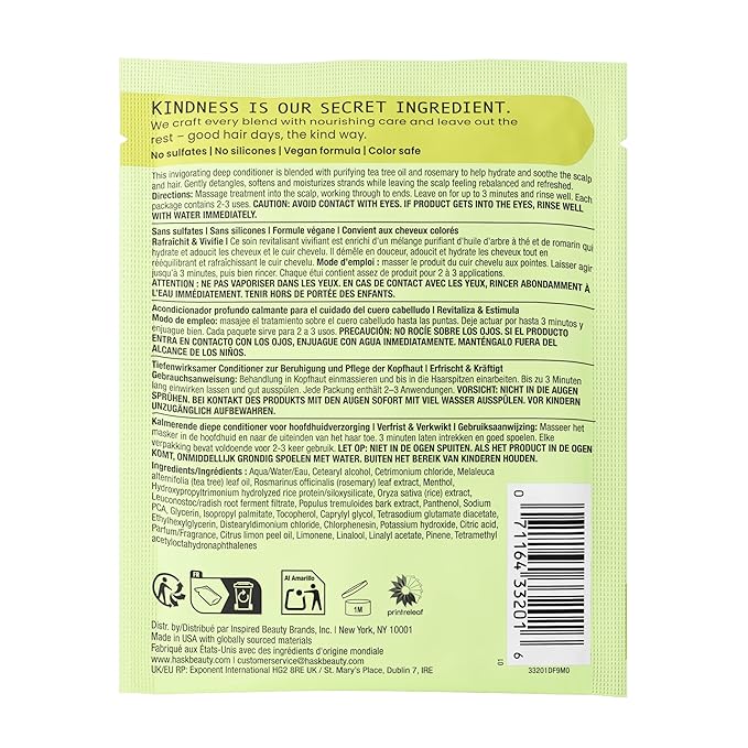 HASK TEA TREE Revitalizing Deep Conditioner Treatments for all hair types, color safe, gluten free, sulfate free, paraben free - Pack of 6