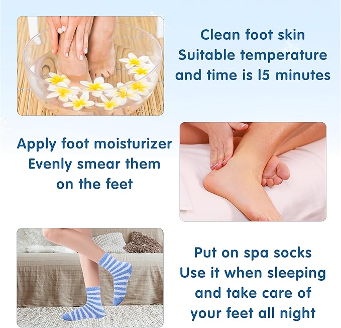 3 Pairs Aloe Socks Moisturizing Spa Socks for Dry Cracked Feet, Sleeping Fuzzy Socks Non Slip Lotion Socks for Women Men Spa, Foot Care Socks for Repairing Softening Dry Cracked Heel