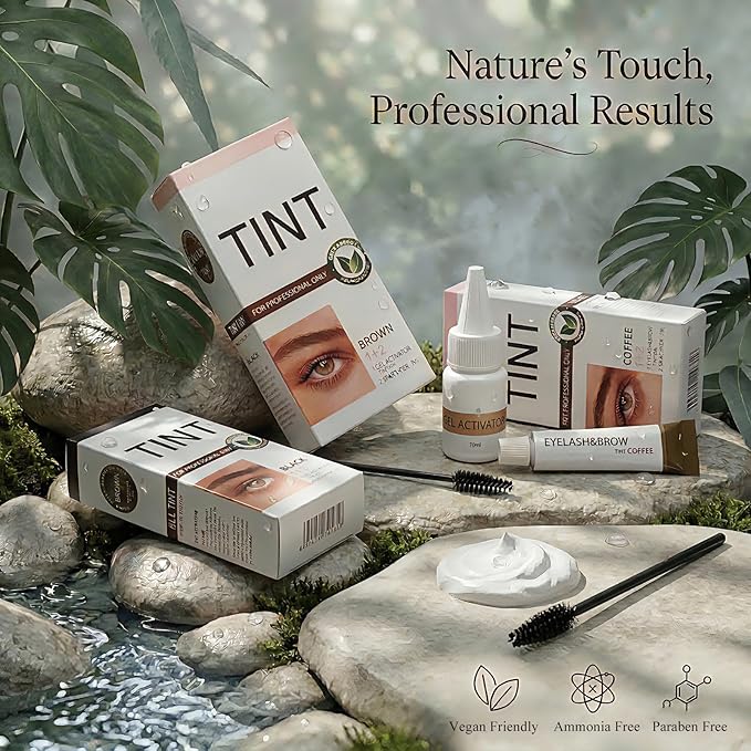 Lash Color Kit, Professional Natural Coffee Eyelash & Eyebrow Color Kit Lasting for 2 Weeks, Temporary Brow Color with Gentle Ingredients, Safe & Easy for Salon Home Use for Women Girl Mom Wife
