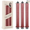Luckybear Heatless Hair Curlers, 3pcs Satin Jumbo Flexi Rods for All Hair Types, Overnight Sleeping Curls Styling Tools, Dark Pink