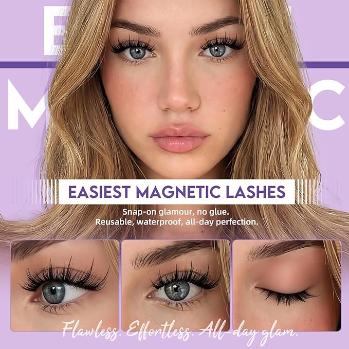 B&Q Magnetic Eyelashes Natural Look 2 Pair Magnetic Lashes with Applicator Upgrade Soft Magnetic Manga Lashes Clusters Kit Magnetics False Eyelashes 3 Magnet Strips for Strong Hold Easy to Apply(A+B)