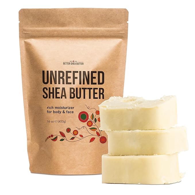 Raw Shea Butter – 100% Pure Unrefined African Shea Butter | Deep Moisturizer for Dry Skin, Hair & Scalp | DIY Body Butter, Lip Balm & Soap Base | Smoky Scent (1 lb Block)