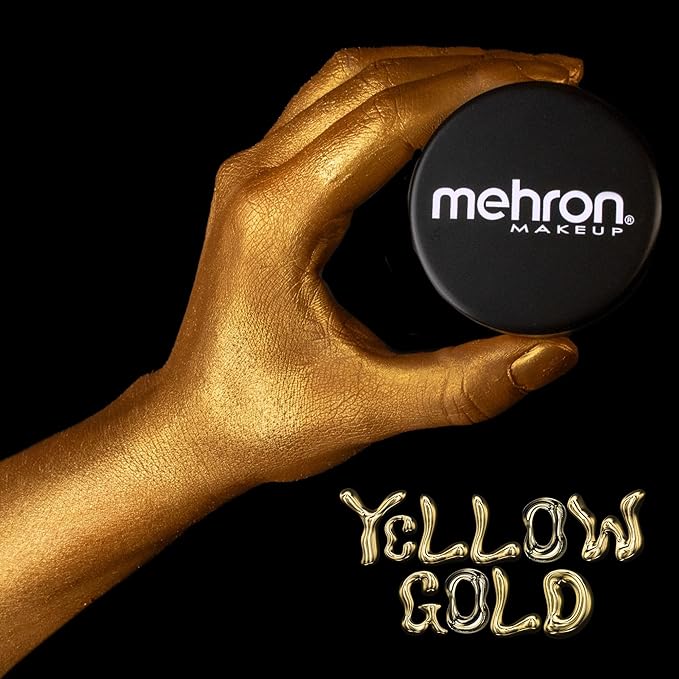 Mehron Makeup Artist Pigment – Metallic FX Powder | Metallic Powder Pigment for Face & Body Paint, Eyeshadow & Eyeliner, Cosplay .15 oz (4.1 g) (Yellow Gold) | Made in the USA
