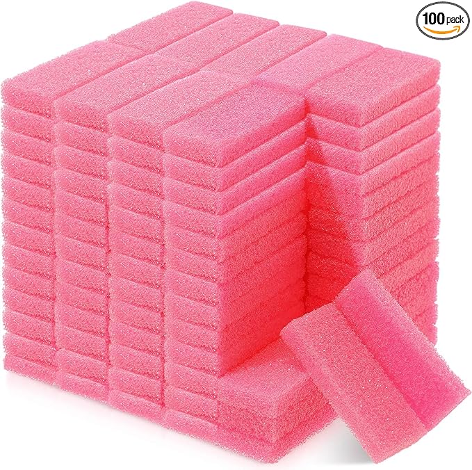 Batiyeer 100 Pcs Pumice Stone for Feet Scrubber Dead Skin Disposable Pedicure Pumice Stone Feet Shower Scrubber for Heel Cuticle Callus Remover Bath Spa (Pink)