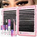 Manga Lash Clusters Kit, 336 Pcs Fluffy Eyelash Clusters Extensions 200D+200D D Curl Individual Wispy False Eyelashes Kit with Lash Bond, Lash Remover, Lash Tweezers, Lash Brush (Lash Clusters10-18mm)