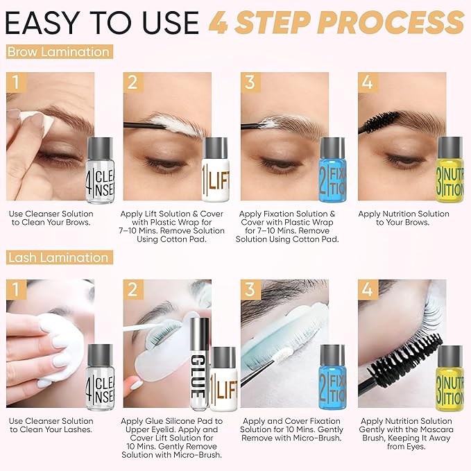 Elevate the Beauty Lash and Eyebrow Lamination Kit | Brow and Lash Lamination Kit | 2-in-1 Professional Brow Lamination Kit for DIY & Salon Use | Fuller Brows & Lifted Lashes up to 8 Weeks