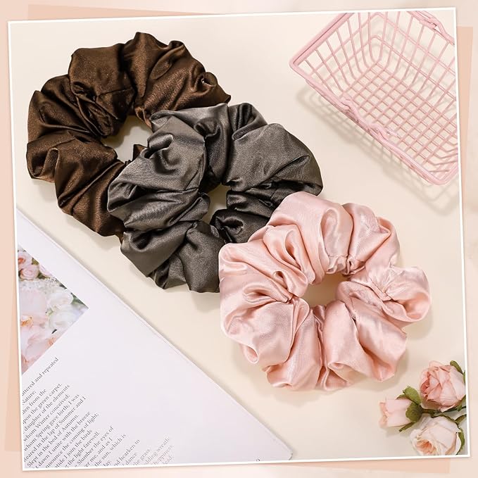 3Pcs Sleepy Hair Tie for Women Girls, Large Satin Hair Scrunchies Pillow Satin Scrunchies for Thick Curl