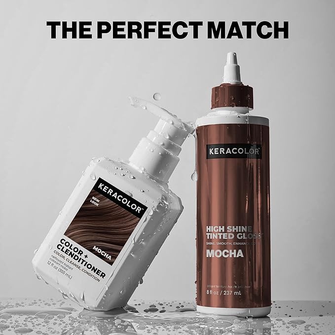 Keracolor High Shine Tinted Hair Gloss, In-Shower Hair Glaze, Sheer Color-Enhancing Glossing Treatment, Mocha, 8 Fl Oz