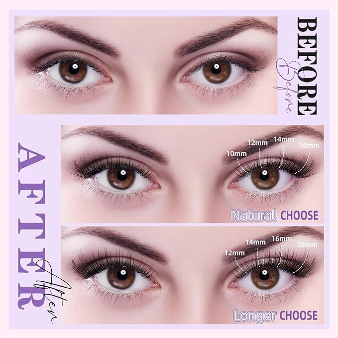 Wispy Lash Clusters Kit 10-18mm D Curl Spikes Natural Lash Clusters 144pcs DIY Cluster Eyelash Extensions Individual Lashes Cluster Kit with Lash Bond & Seal Glue Remover Lash Tweezers(S1 Lash Kit)