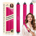 Overnight Heatless Hair Curler, Upgraded with Hair Pad Grippers Satin Jumbo Flexi Blowout Curls Rods, 3pcs No-Heat Styling Tools Curling Rod to Sleep in for All Hair Types - Rose Red