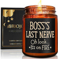 Boss's Last Nerve Candle - Funny Boss Gifts for Women Men - Relaxing Gift for Boss Female, Boss Lady - Fun Bosses Day, Birthday, Thank You for Coworker Nurse Friend - Natural Soy Wax Candle