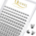 QUEWEL Cluster Lashes 144 Pcs Wide Stem Individual Lashes C/D Curl 8-16mm Length DIY Eyelash Extension False Eyelashes Natural&Mega Styles Soft for Personal Makeup Use at Home (Natural-D-MIX-144 Pcs)